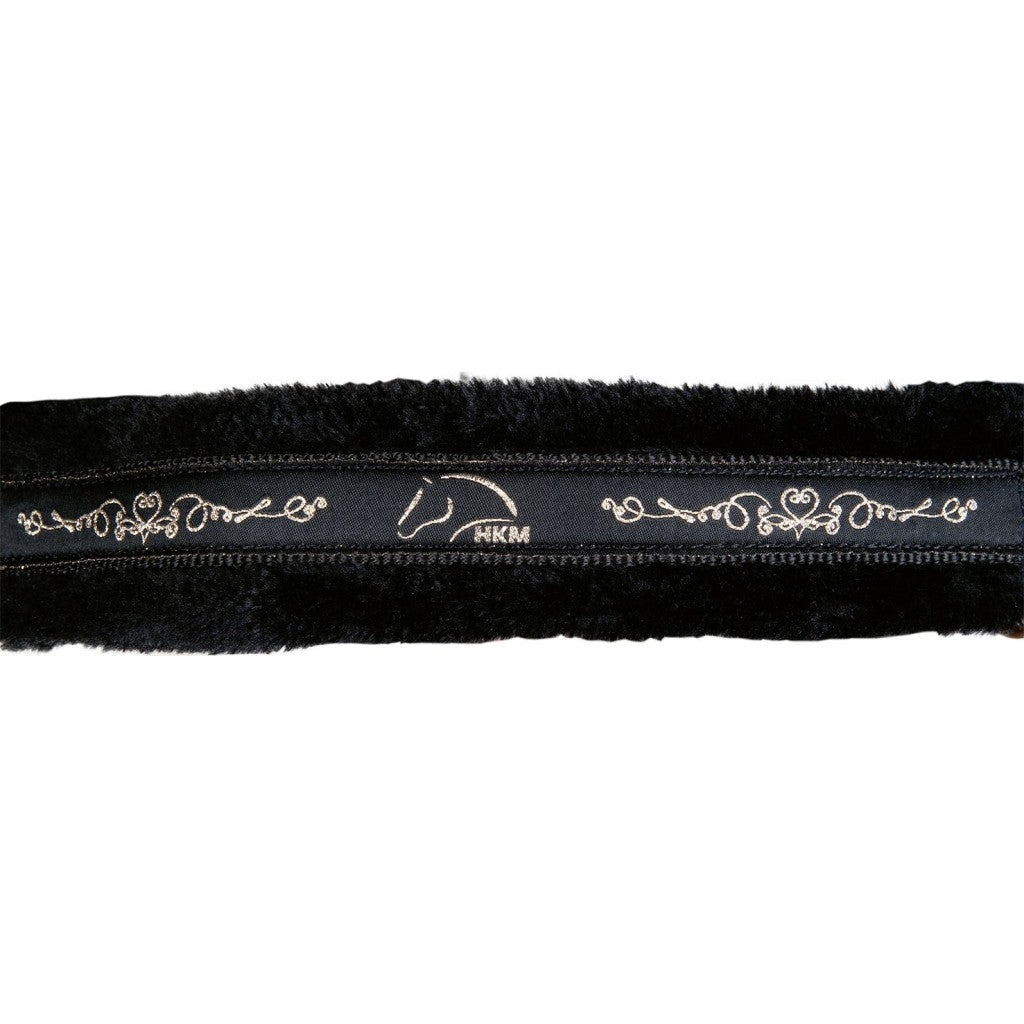 Licol avec longe pour poneys et chevaux HKM Rosegold noir détail