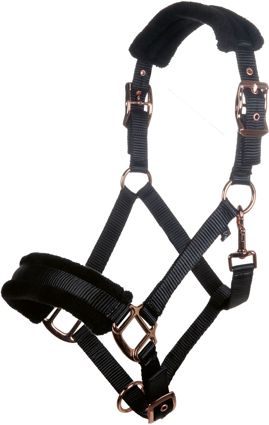 Licol avec longe pour poneys et chevaux HKM Rosegold noir