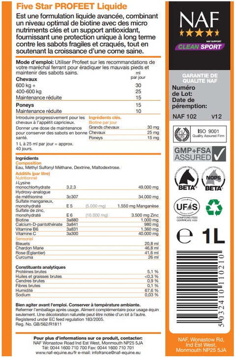 Etiquette du produit Naf Profeet 1 litre