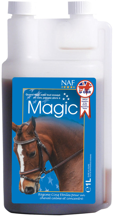 Soin calmant pour poneys et chevaux Naf Magic liquide 1 litre