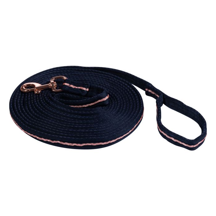 Longe de travail pour poneys et chevaux HKM Rosegold Glamour marine