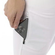 Pantalon d'équitation avec basanes silicone pour cavalières Equi-Thème Lucy blanc détail poche zippée