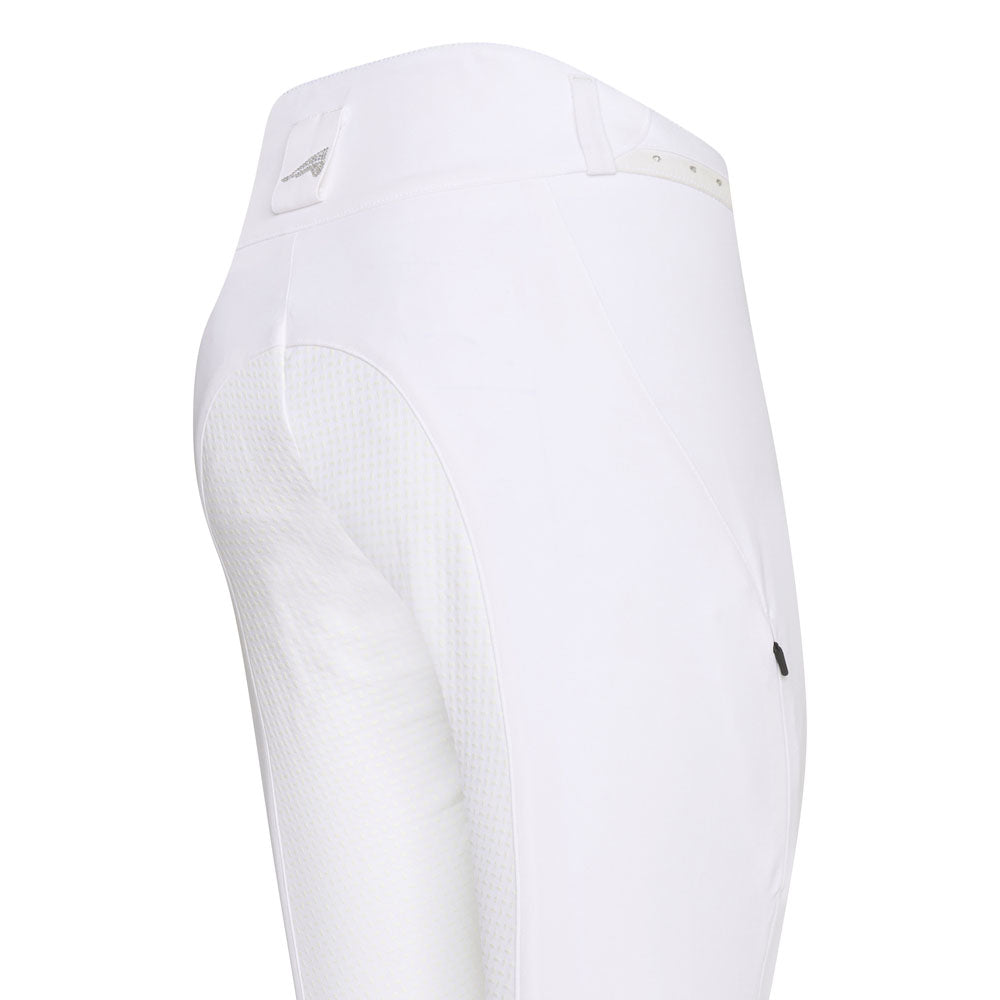 Pantalon d'équitation pour femmes du 32 au 46 proposant deux longueurs de jambes Euro-Star Queen Diamond full grip blanc