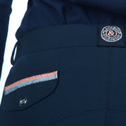 Pantalon d'équitation avec basanes grip pour cavalières Flags&Cup Varena marine détail poche arrière