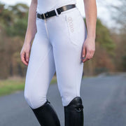 Pantalon d'équitation pour femme du 34 au 44 HKM Alexis full grip blanc