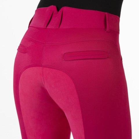 Pantalon équitation fond peau pour femmes du 34 au 48 HKM Allure taille haute fuchsia