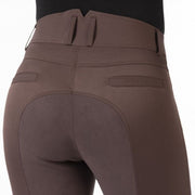 Pantalon équitation fond peau pour femmes du 34 au 48 HKM Allure taille haute marron
