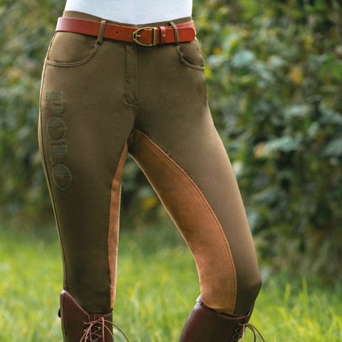Pantalon équitation femme du 34 au 46 HKM Buenos Aires fond peau olive porté