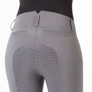 Pantalon équitation femme du 34 au 46 HKM Chloé full grip gris détail ceinture large dans le dos