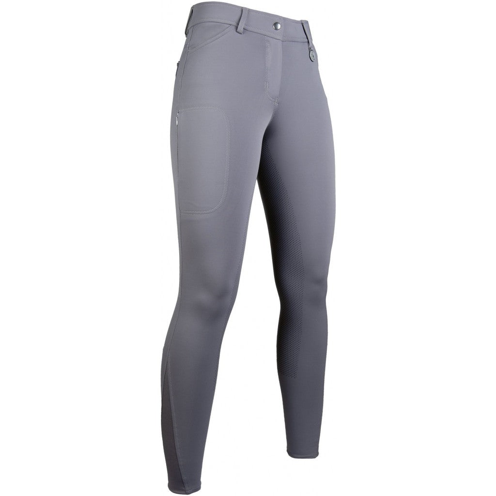 Pantalon d'équitation full grip pour cavalière HKM Della Sera gris