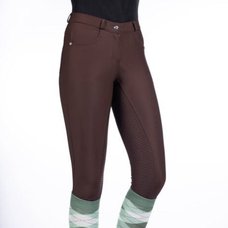 Pantalon équitation femme du 34 au 48 HKM Luna full grip marron