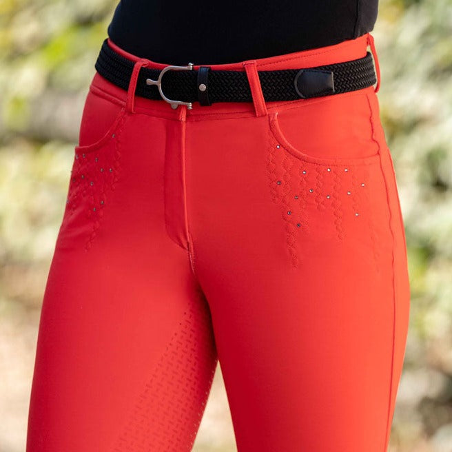 Pantalon d'équitation pour femme du 34 au 44 HKM Savona full grip corail