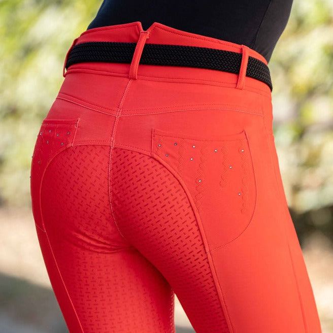 Pantalon d'équitation pour femme du 34 au 44 HKM Savona full grip corail
