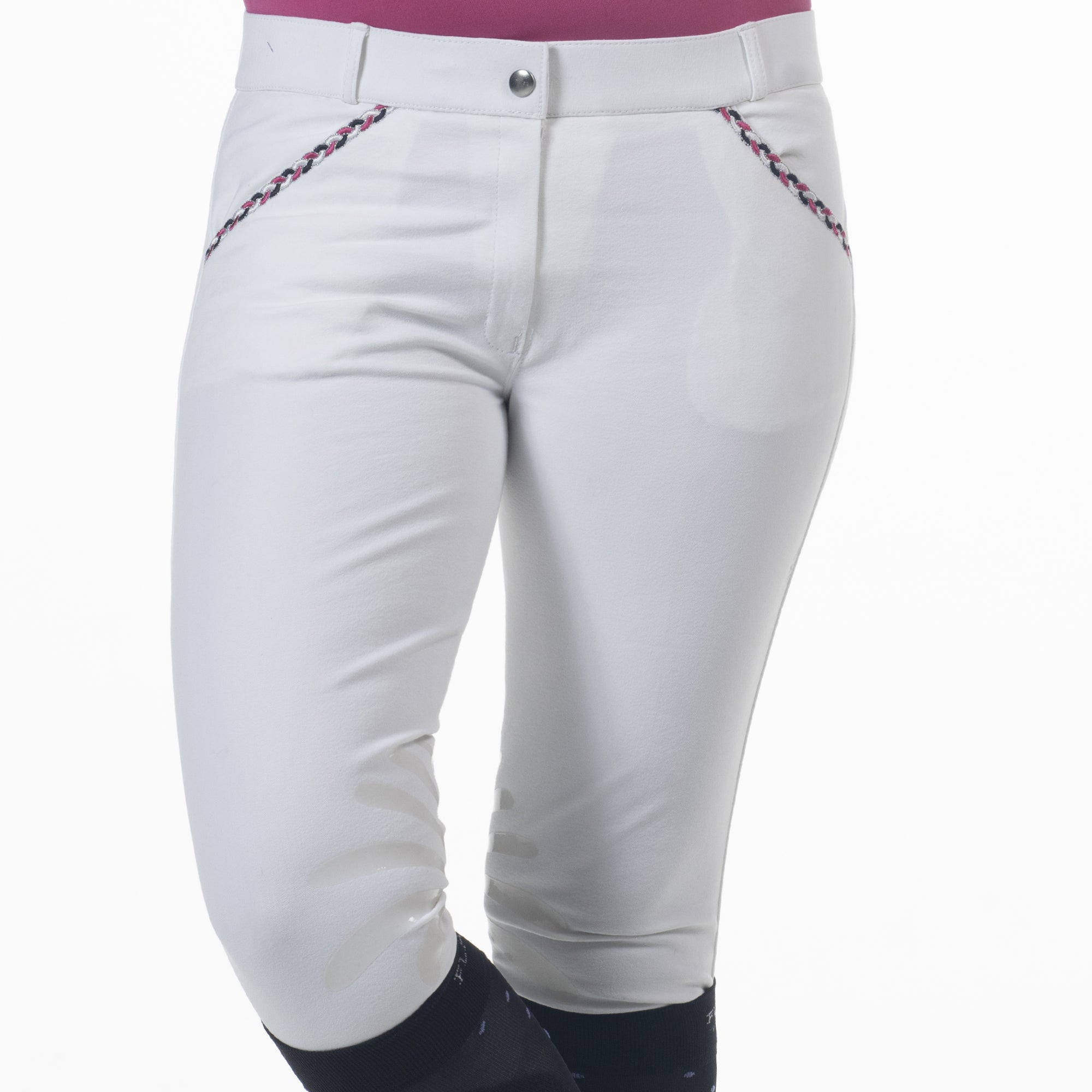 Pantalon d'équitation pour enfants de 8 à 16 ans Flags and Cup Mendoza blanc