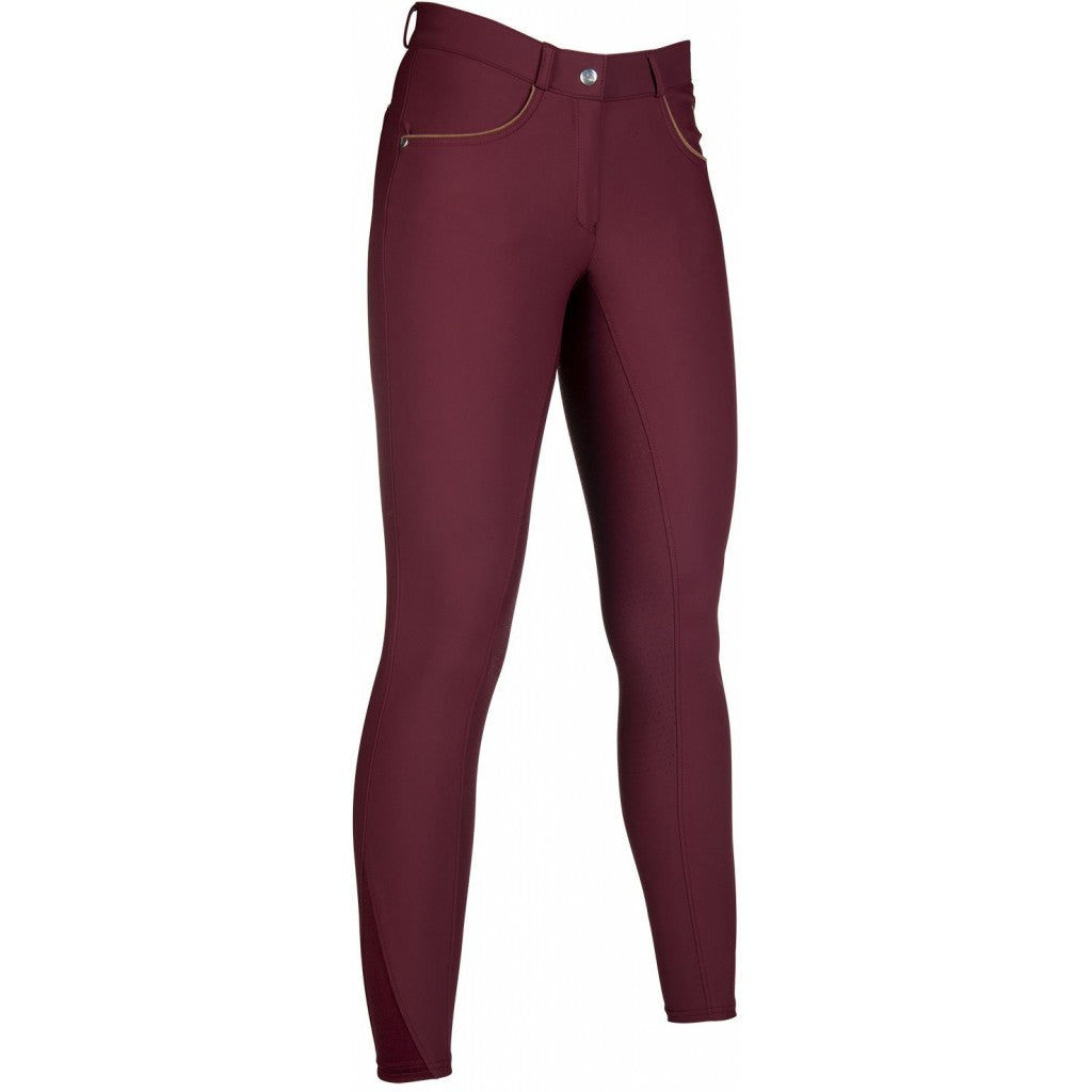 Pantalon d'équitation full grip pour cavalières HKM Beagle bordeaux