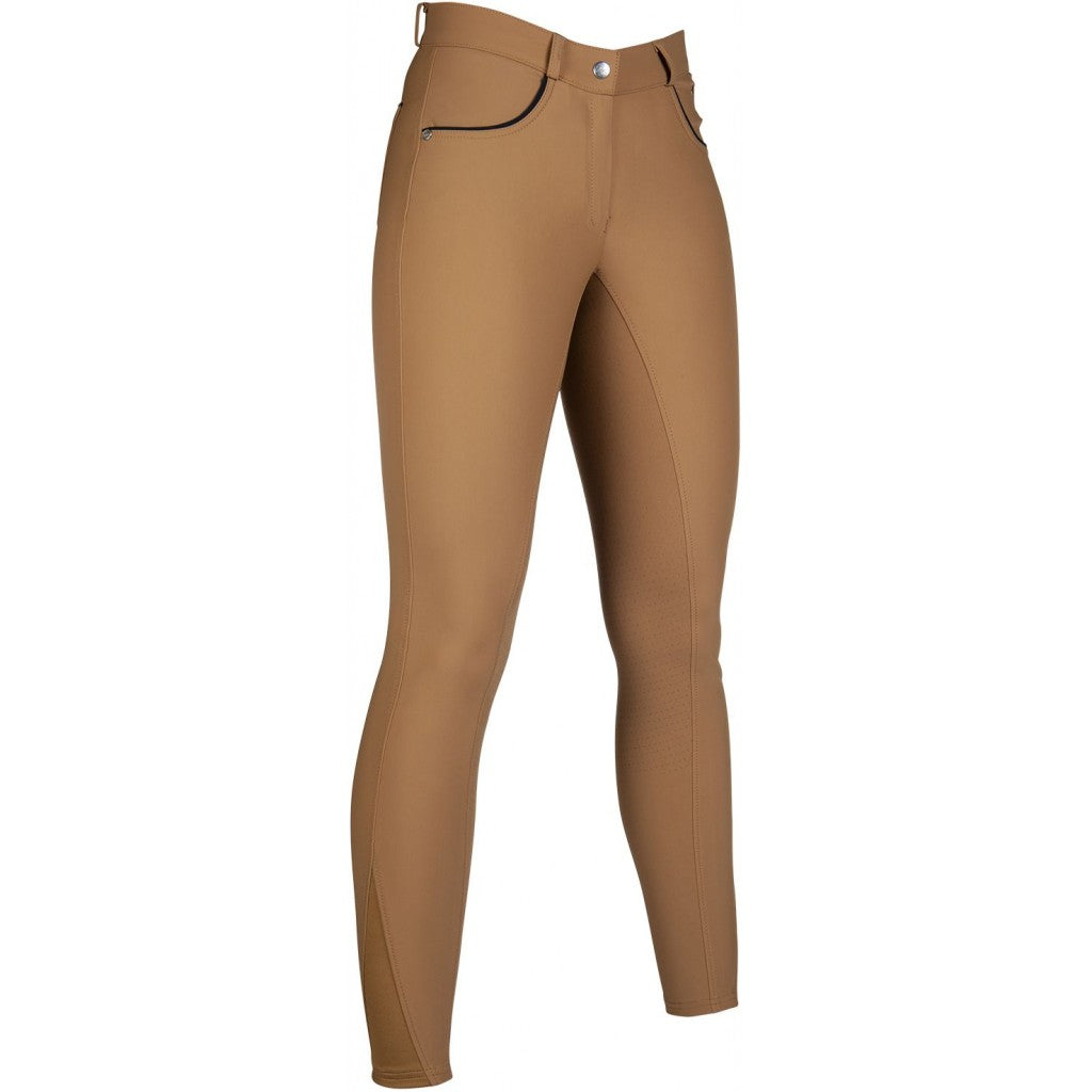 Pantalon d'équitation full grip pour cavalières HKM Beagle camel 