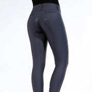 Pantalon d'équitation fond intégral silicone et taille haute pour cavalières HKM Liv marine arrière