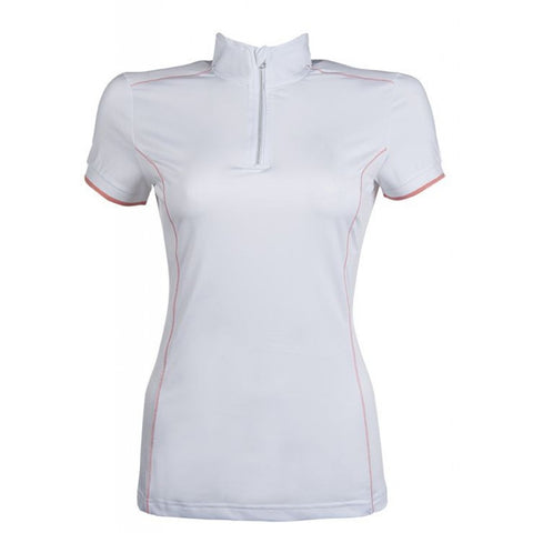 Polo de concours à manches courtes pour cavalières HKM Equilibrio blanc