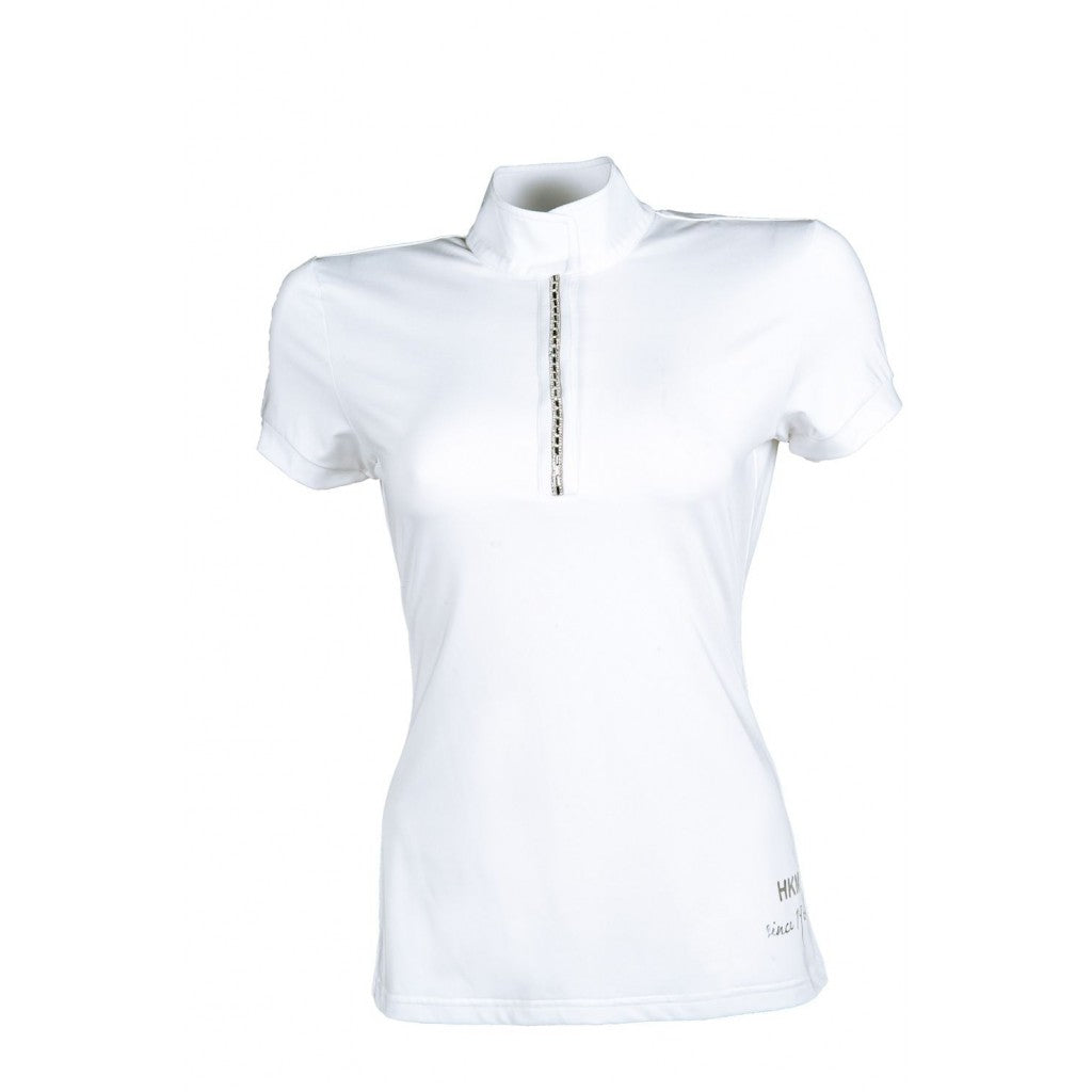 Polo de concours pour cavalières HKM Crystal blanc