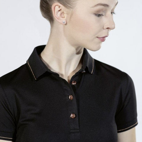 Polo à manches courtes pour cavalière HKM Glamour noir