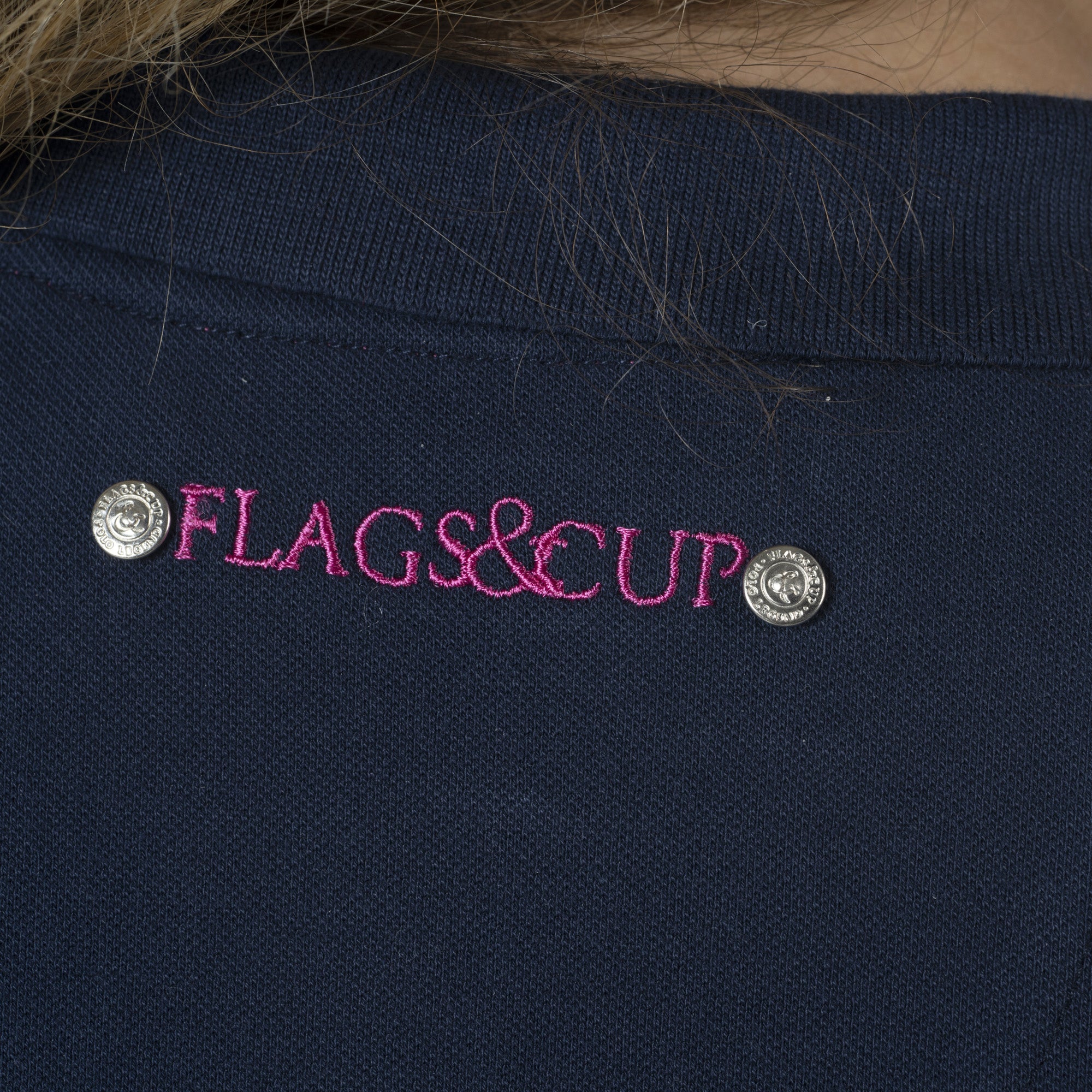 Polo à manches courtes pour femmes du XS au XXL Flags and Cup Salta marine détail