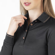 Polo à manches longues pour cavalières HKM Glamour noir porté
