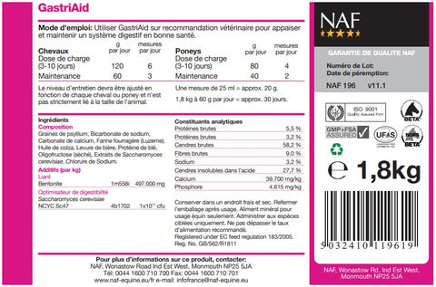 Etiquette du produit Naf Gastri Aid