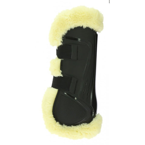 Protège-tendons doublés mouton synthétiques pour poneys et chevaux Norton XTR noirs