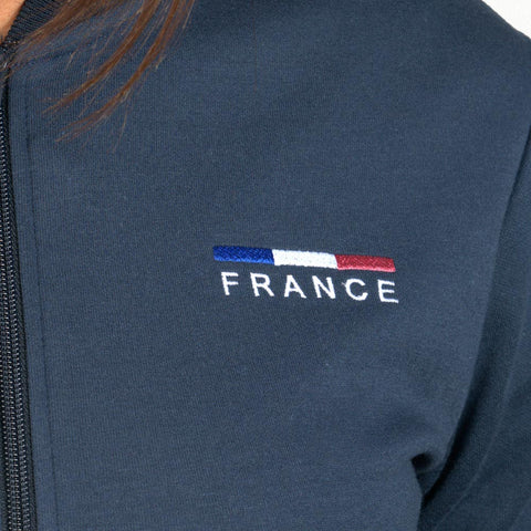 Sweat-shirt zippé pour cavalière Flags&Cup France détail poitrine