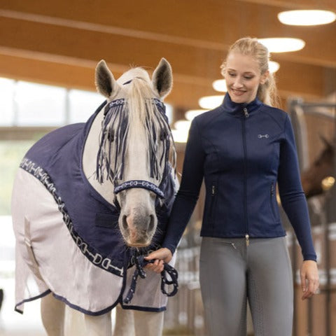 Sweat-shirt zippé pour cavalières HKM Monaco marine porté