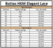 Guide des tailles pour les bottes d'équitation pour femmes HKM Elegant Lace