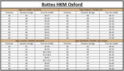 Guide des tailles pour les bottes d'équitation sans lacets pour cavalières du mollet S au mollet XL HKM Oxford