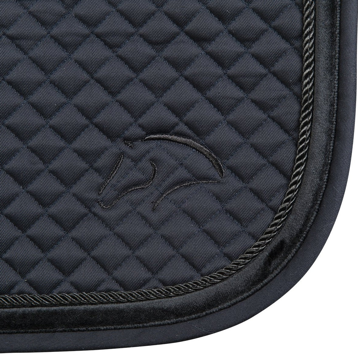 Tapis de selle amec amortisseur en mouton synthétique intégré pour poneys et chevaux HKM Stockholm noir détail