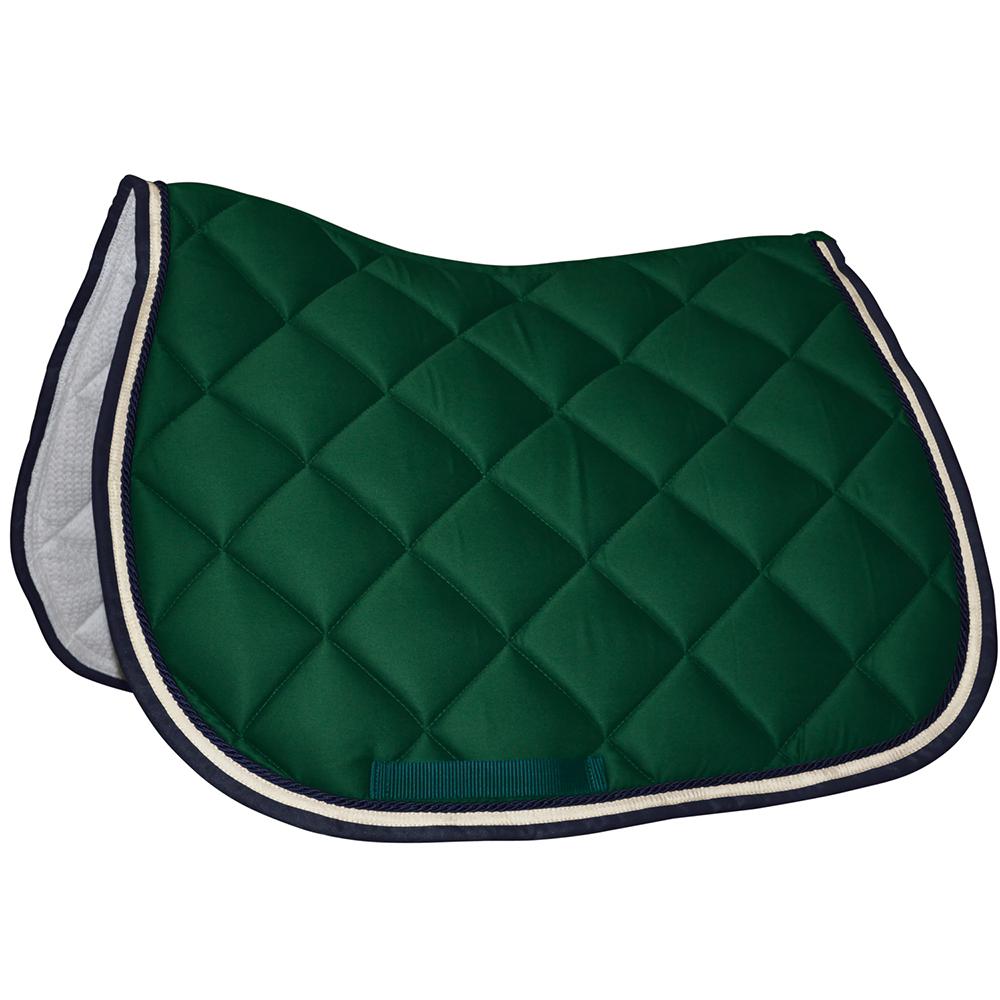 TAPIS DE SELLE MATELASSÉ BLANC LISERÉ DRAPEAU ESPAGNOL INTERIEUR FEUTRINE