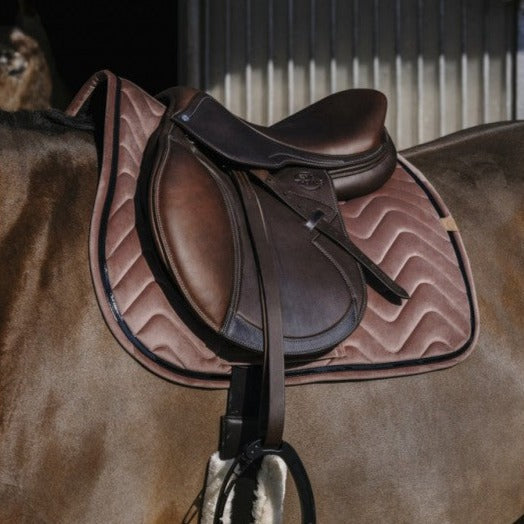 Tapis de selle en velours léger pour poneys et chevaux Equithème glossy vieux rose