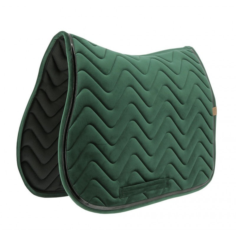 Tapis de selle en velours léger pour poneys et chevaux Equithème glossy vert sapin