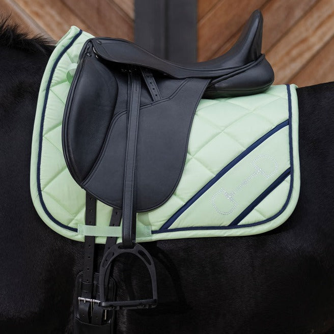 Tapis de selle pour poneys et chevaux HKM Monaco menthe porté