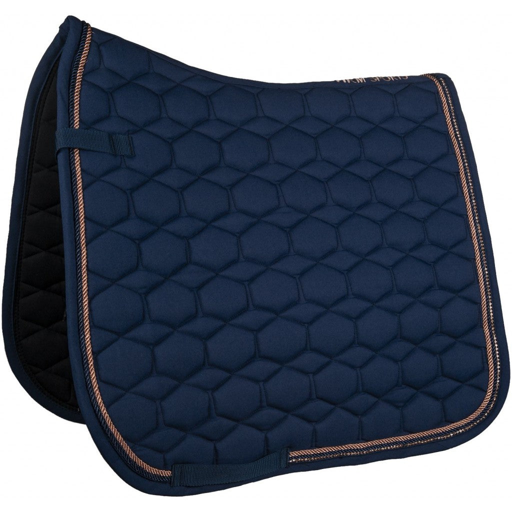 Tapis de selle pour poneys et chevaux CSO ou dressage HKM Glamour marine