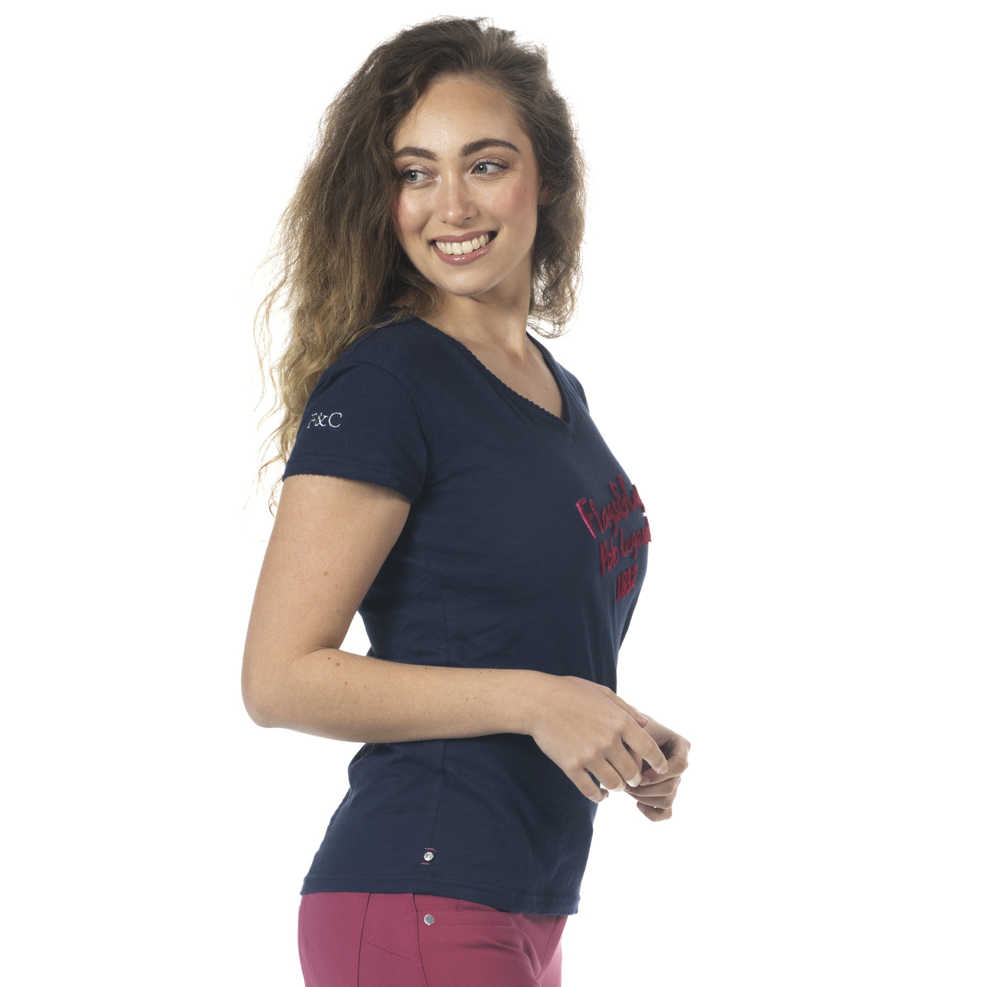 Tee-shirt manches courtes pour femmes du XXS au XXL Flags and Cup Rafaela marine