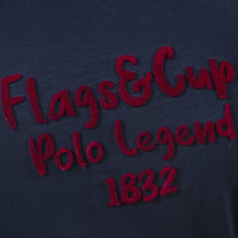 Tee-shirt manches courtes pour femmes du XXS au XXL Flags and Cup Rafaela marine détail