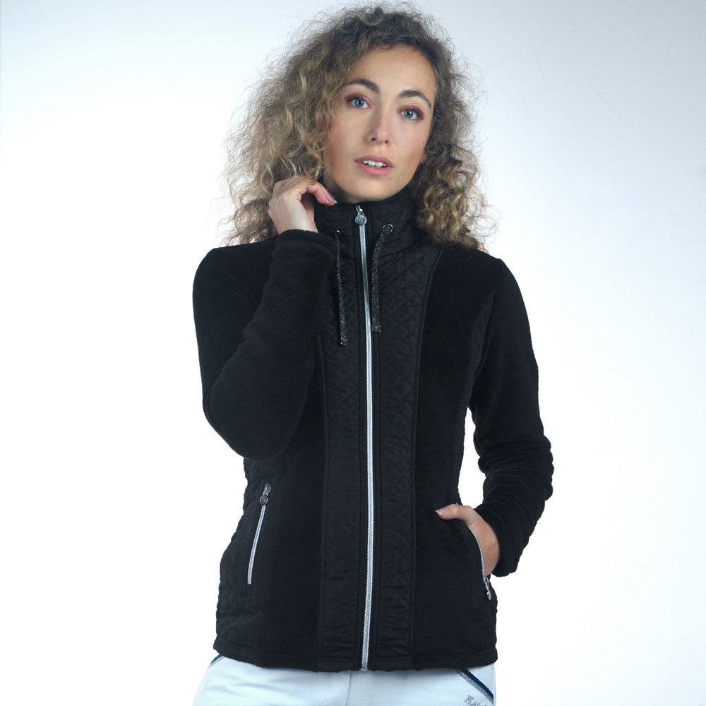 Veste polaire pour cavalières Flags&Cup Sitka noire portée