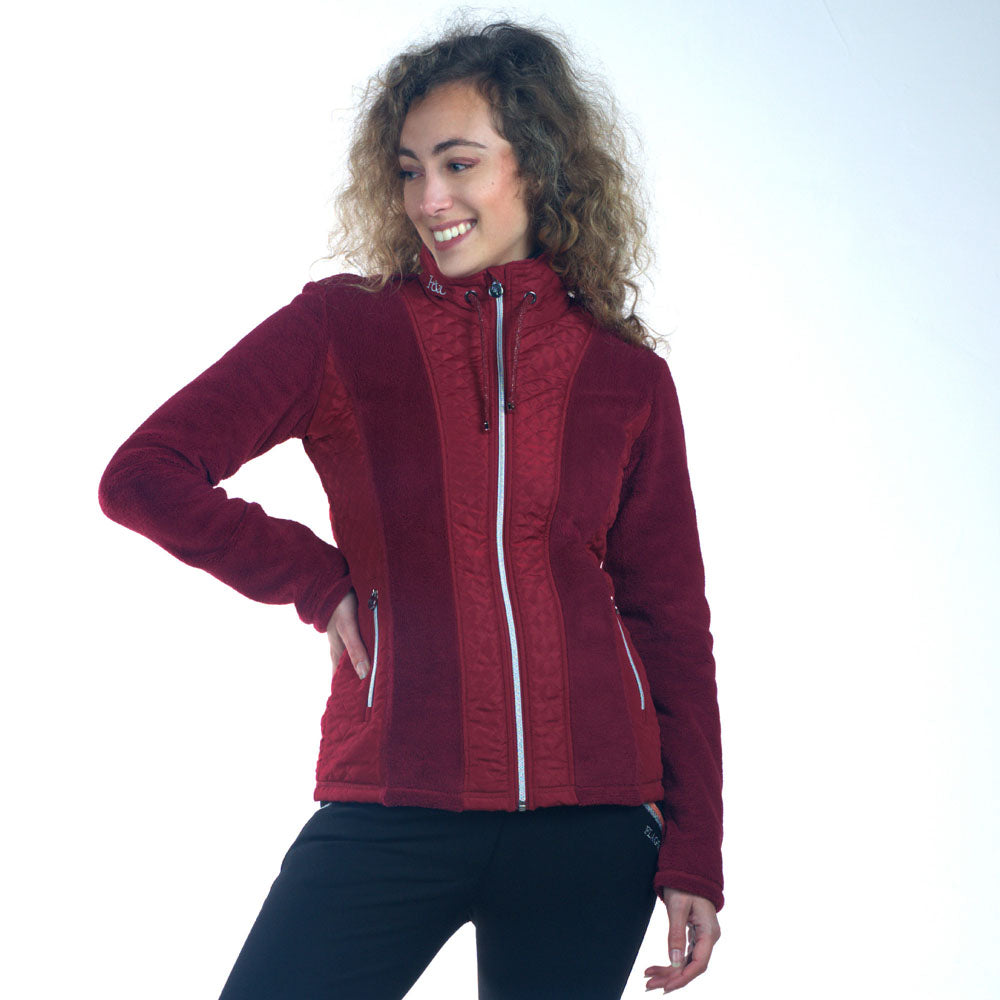 Veste polaire pour cavalières Flags&Cup Sitka rouge portée