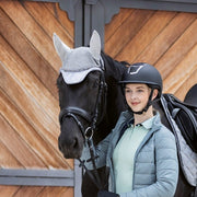 Bonnet anti-mouches pour poneys et chevaux HKM Monaco noble bleu acier